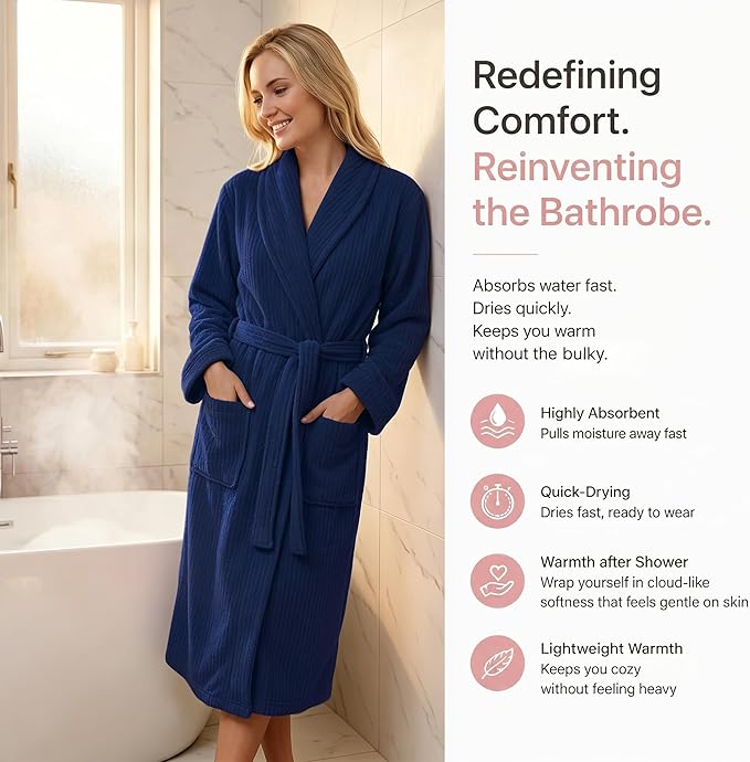 PJGGZ Women's Shawl Collar Bathrobe, Soft Long Towel Robes for Women - Super Absorbent Quick Dry yet Warm