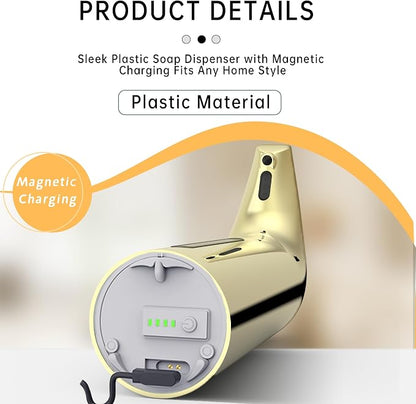 Automatic Liquid Soap Dispenser, 4-Level,Rechargeable | Plastic,13.5oz/400ml Gold Touchless Electric Hand & Dish Countertop Soap Dispensers with Sensor for Bathroom,Kitchen Sink