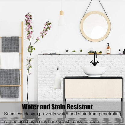 12-Sheet White Peel and Stick Wallpaper, Subway Tile 6''x12'' Self Adhesive Wall Tiles Waterproof PVC Stick on Backsplash Vinyl Decorative Tiles Stickers for Kitchen Bathroom