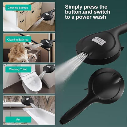 Matte Black Filtered Handheld Shower Head – 10 Spray Modes with Rain & Massage, Built-in Filter, Anti-Clog Nozzles, Power Rinse for Tile & Pets, Easy to Install