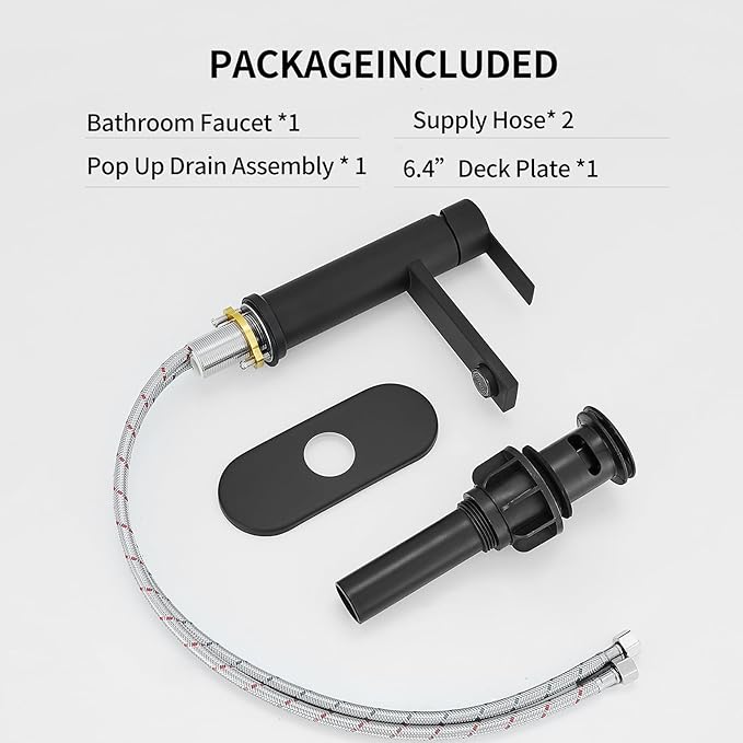 Bathroom Faucet Single Hole Single Handle Vanity Faucet Modern Sink RV Black Bathroom Faucet with Pop-up Drain for 1 - or 3 Hole Sink (Black)