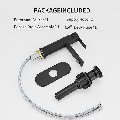 Bathroom Faucet Single Hole Single Handle Vanity Faucet Modern Sink RV Black Bathroom Faucet with Pop-up Drain for 1 - or 3 Hole Sink (Black)