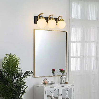Bathroom Vanity Light Fixtures Over Mirror Modern Sand Black Gold 3 Lights Wall Sconce Vanity Light for Bathroom Lighting