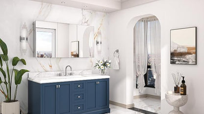 Keonjinn 48 x 26 Inch Bathroom Medicine Cabinets Mirror, Adjustable Shelves | Assembly Required, Lightweight Aluminum Frame, Surface Mount or Recessed, HD Tempered Glass, Soft Closing DTC Hinges, Large