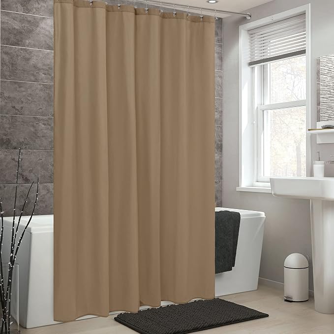 ALYVIA SPRING Waterproof Fabric Shower Curtain or Liner Coffee Brown, 72x72 | 3 Magnets, Soft Cloth & Hotel Quality, Machine Washable, Light-Weight, Standard Size