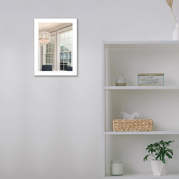 BOMINICA Rectangular Wall Mirror Framed Decorative Mirror 12” x 16” for Bathroom, Living Room, Vanity, White