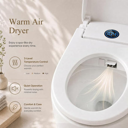GAICOM Bidet Toilet Seat Elongated, Electric Smart Heated Toilet Seat | Instant Warm Water & Dryer, Multiple Cleaning Modes, Remote Control, Self-Clean Nozzle, Soft Closed, Night Light