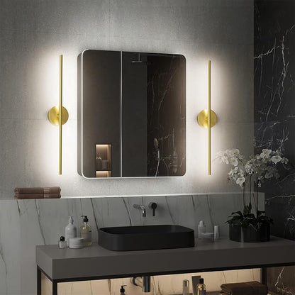 Gold Vanity Light 28Inch 5000K,18W Hardwired Bathroom Vanity Light Bathroom Light Fixture Over Mirror 360° Rotate