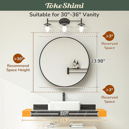TokeShimi 24 x 24 Round Medicine Cabinet for Bathroom, Brushed Nickel Circle Medicine Cabinet Mirror Shatterproof with Stainless Steel Metal Frame, Detachable Shelves, Wall Mounted Only