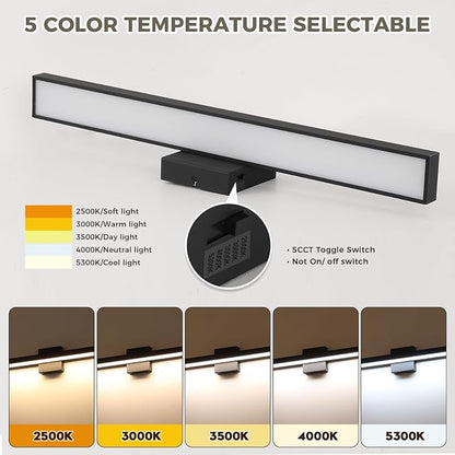 Bathroom Vanity Light Black Bath Light Fixtures 5CCT Dimmable Wall light | 24.4 inch Modern LED Vanity Light Bar for Bathroom Over Mirror 24W