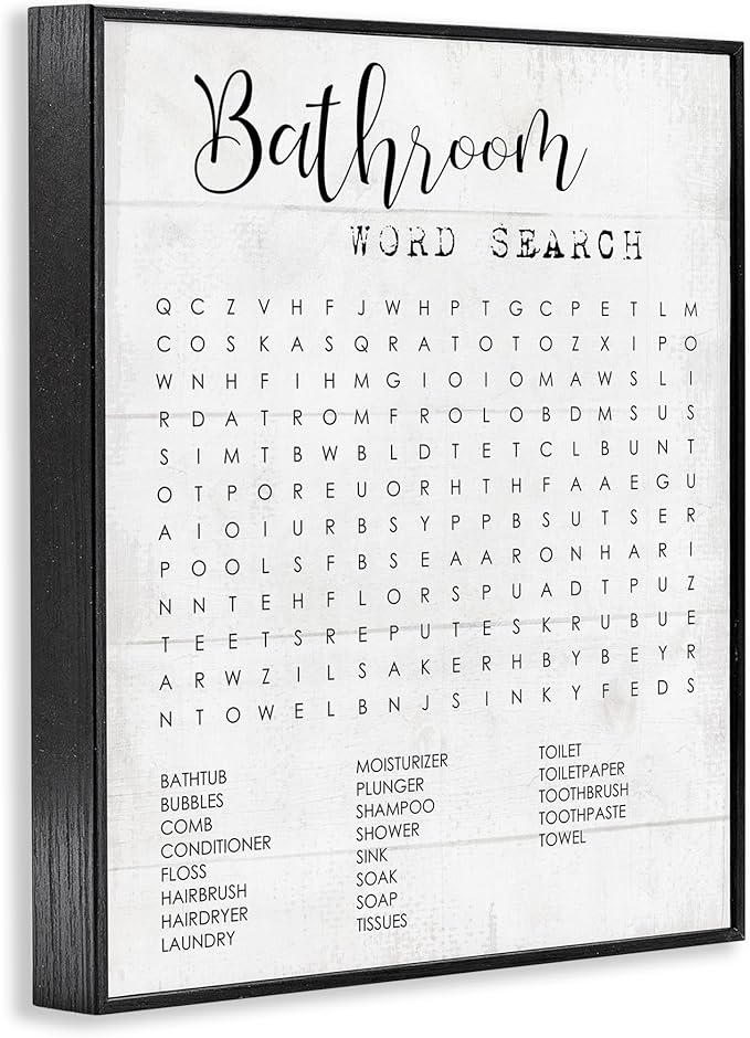 Stupell Industries Bathroom Search Fun Family Word, Design by Daphne Polselli Wall Art, 16 x 20, Black
