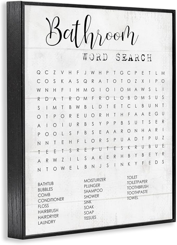 Stupell Industries Bathroom Search Fun Family Word, Design by Daphne Polselli Wall Art, 11 x 14, Black | Stupell Industries · By Lil' Rue · Ready to hang · Fun gift for bathroom decor · Made in USA
