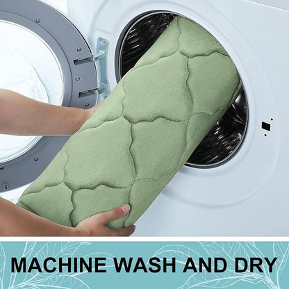 OLANLY Memory Foam Bath Mat Rug 59x24, Ultra Soft and Absorbent Bathroom Rugs, Non-Slip, Comfortable, Machine Washable Bath Carpet for Bathroom Floor, Tub Shower and Home Decor Accessories, Sage Green