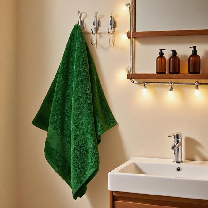 COZYART Bath Towel Set 6 PCS Formal Green Luxury 100% Turkish Cotton 650GSM | Soft Absorbent Quick Dry, OEKO‑Tex 100 Cert. Zero Twist Ring Spun Cotton, Plush, Breathable Hotel Quality Bathroom Towels