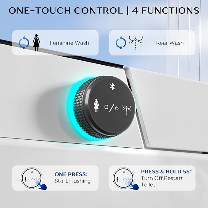 Smart Toilet, One Piece Toilet, Smart Toilet with Bidet Built In LED Display, Foot Sensor, Heated Bidet Seat, Blackout Flush, Warm Water and Dryer