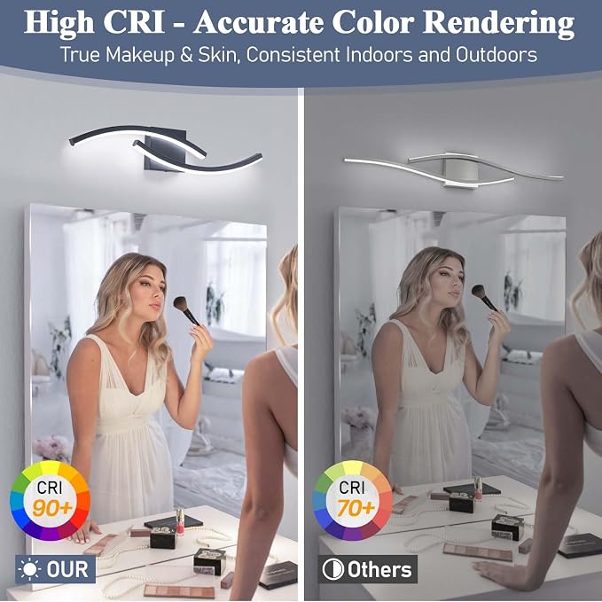 23.62 inch Vanity Light for Bathroom Lighting Fixtures Over Mirror Black Dimmable 5CCT Vanity Lighting Fixture Modern Bathroom Vanity Light 23 Inch Modern Wall lamp