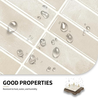 Peel and Stick Backsplash 3D Wall Tiles,Self-Adhesive,Oil Proof,Waterproof, Removable Wall Panels for Kitchen & Bathroom,Modern Design, Easy Install (10.7ft，12x9 inch,14 Pack) (Beige)