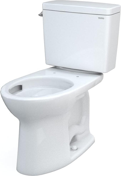TOTO Drake Two-Piece Elongated 1.6 GPF Universal Height TORNADO FLUSH Toilet with CEFIONTECT, Cotton White - CST776CSFG#01
