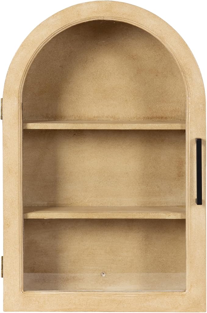 Kate and Laurel Arcott Modern Arch Wall Cabinet, 16 x 7 x 24, Natural Wood, Transitional Arched Cabinet for Use as Over-The-Toilet Storage or Living Room Storage Option