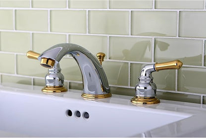Kingston Brass KB964 Magellan Widespread Bathroom Faucet with Retail Pop-Up, Polished Chrome/Polished Brass