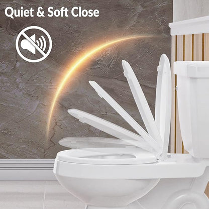 Bidet Toilet Seat Non-Electric,Fits Round Toilets - Soft Close Lid,Quick-Release for Easy Cleaning - Dual Nozzle System with Self Cleaning,Adjustable Water Pressure
