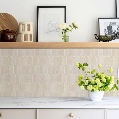 Vamos Tile Thicker Peel and Stick Backsplash Tile,Pinkish Beige,10-Sheet | Self Adhesive Vinyl Wall Tiles with Beige Grout, Stick on Backsplash for Kitchen, Bathroom,RV,Pantry,11.1''x12''