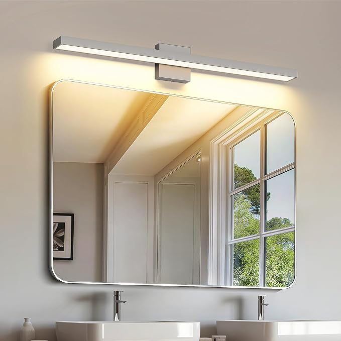 Joosenhouse LED Bathroom Vanity Light 5CCT Dimmable Bathroom Light Fixture | Modern Vanity Lights Bar 32.28 Inch Brushed Nickel Wall Light