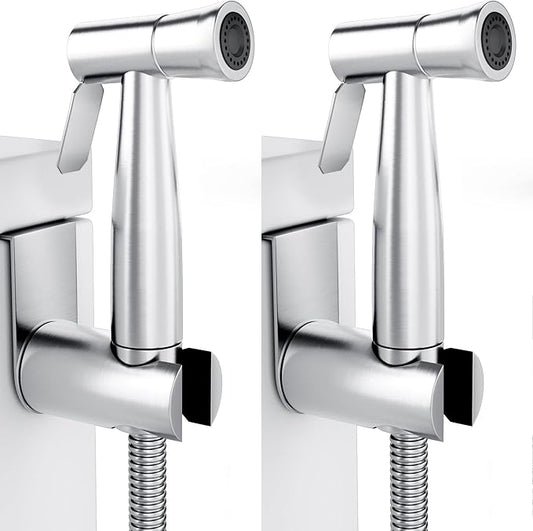 Purrfectzone 2 Pack Bidet Sprayer for Toilet, Handheld Bedet Shower Kit, Easy-to-Install Toilet Bidet Shattaf, Hand Held Stainless Steel Bedet with Adjustable Flow, handheld Cloth Diaper set