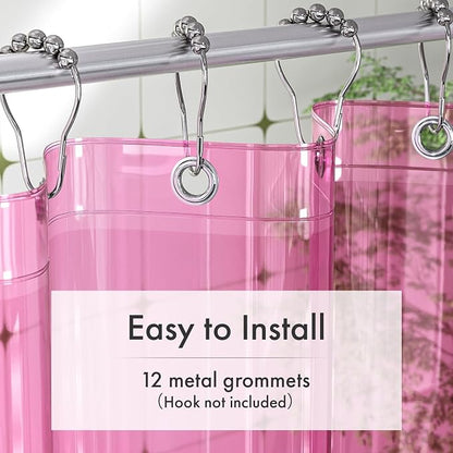 Shower Curtain Liner 72x72, Plastic Shower Liner PEVA Medium Weight Inside Shower Curtains for Bathroom with Rustproof Grommets, Clear Pink