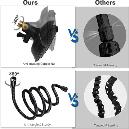 2 in 1 Shower Head with Handheld Combo High Pressure Black 2.5 GPM | 7.2" Rain Showerhead and 10 Spray Hand Held Shower, Adjustable Shower Angle, 59-inch Rotatable Stainless Steel Hose