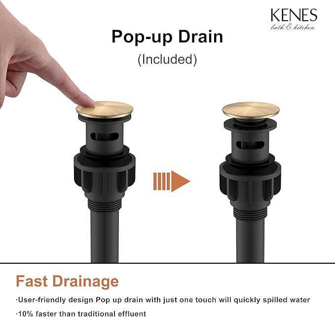 KENES Champagne Bronze Bathroom Faucet 1 Hole, Single Handle Gold Bathroom Sink Faucet, Vanity Faucet with Pop Up Drain and Supply Lines, LJ-9031-CB