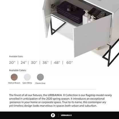 24 Inch Bathroom Vanity with Sink - Modern Knob Free Design, Elegant Space-Saving Solution for Your Bathroom - Durable, Bathroom Vanities for a Contemporary Look - Urbania Collection