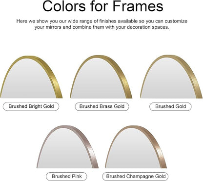 Recessed Medicine Cabinet,Brushed Brass Gold Arched Medicine Cabinet with Mirror for Bathroom,Metal Edge Mirrored Medicine Cabinets,in Wall Arch Medicine Cabinets Mirror with Storage 16x31