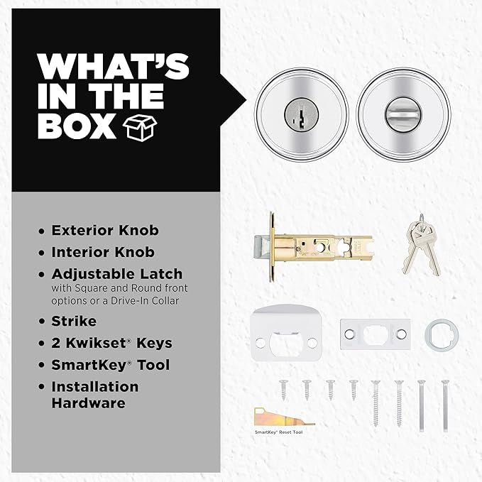 Kwikset Maven Entry Door Knob with Lock and Key, Secure Keyed Handle Exterior, Front Entrance and Bedroom, Polished Chrome, 10 Pack, Pick Resistant SmartKey Rekey Security