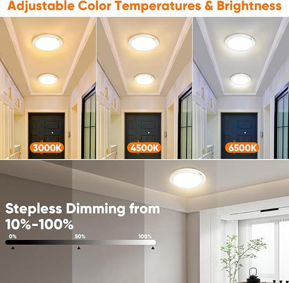 Rechargeable Motion Sensor Ceiling Light, Battery Operated Closet Light | Wireless Battery Powered LED Shower Light, Magnetic Cordless Ceiling Light with Remote, Overhead Lamp for Pantry Shed Hallway