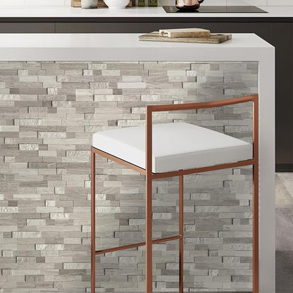 SUNWINGS 5-Sheet Peel and Stick Mosaic Natural 3D Stone Self Adhesive Marble Tiles, 11.5" x 10.7" Stick on Backsplash for Kitchen Bathroom Fireplace Vanity, Mixed Tan