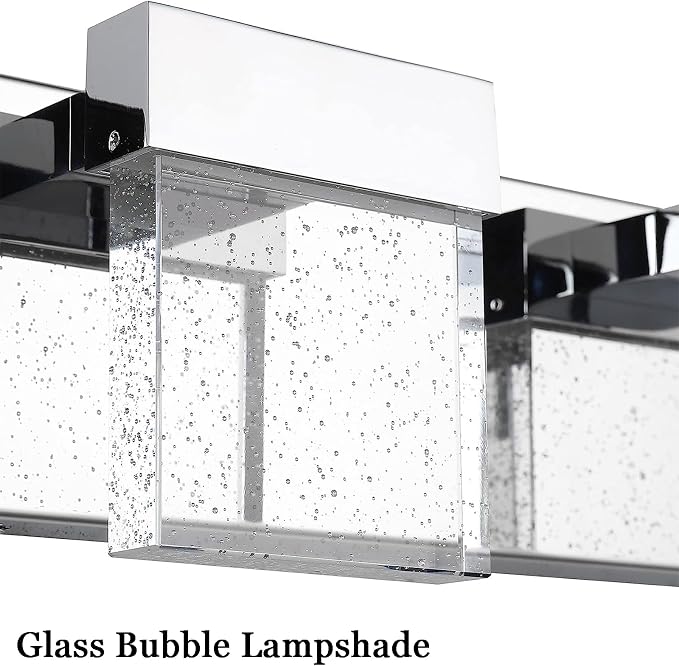 Bubble Bathroom Light Fixtures, 5 Light Chrome Vanity Lights, LED Bathroom Vanity Light Over Mirror, Modern Crystal Vanity Lights for Bathroom 6000K