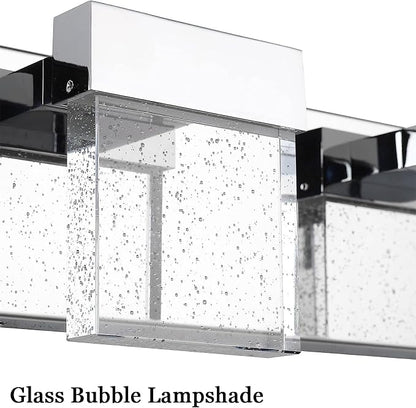 Bubble Bathroom Light Fixtures, 5 Light Chrome Vanity Lights, LED Bathroom Vanity Light Over Mirror, Modern Crystal Vanity Lights for Bathroom 6000K