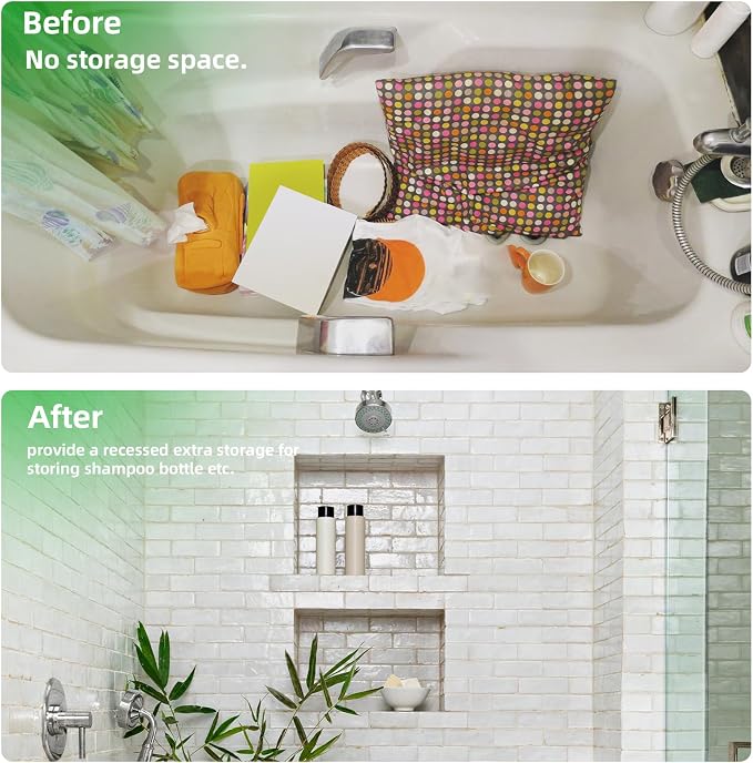 Tile Ready Shower Niche Insert 12"x28",Embedded Size 13"x29",Depth 4" | Waterproof and Ready-to-Tile Niche for Shower Wall,Recessed Showers Shelf Niches Box for Bathroom Renovation/Soap Storage