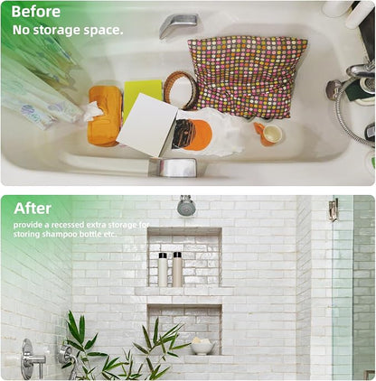 Shower Niche Tile Ready12 x14, Embedded Size 13"x15",Depth 4" | Single Recessed Shower Shelf Niche for Shower Wall,Waterproof Ready to Tile Niche Box for Bathroom Renovation/Showers Storage
