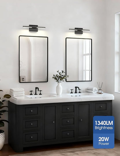 VOLISUN Bathroom Vanity Light 15.7 inch, 5CCT Dimmable, 20W LED Bathroom Light Fixture Over Mirror, Black Bar Vanity Light for Bathrooms Mirror Cabinets-ETL Certificated
