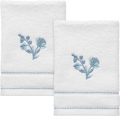 Izod - Fingertip Towels, Soft & Absorbent Cotton, Floral Bathroom Decor, Set of 2 (Mystic Collection, White)