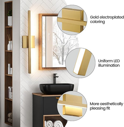 Epinl Gold Bathroom Light Fixtures - 24 inch Brushed Gold Vanity Light for Bathroom Over Mirror Dimmable 5CCT LED Light Bar Modern Lighting Fixture for Bathrooms Bedroom Living Room