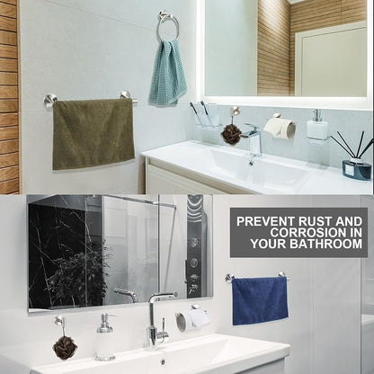 Blulu 30 Pcs Bathroom Hardware Set, Towel Bar Accessories, Brushed Nickel | Stainless Steel Bathroom Accessories, Wall Mounted 16 Inch Towel Racks, Hook, Ring, Toilet Paper Holder Kit Modern Decoration