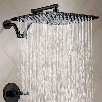 G-Promise 16 Inch All Metal Rain Shower Head with Extension Arm | Built to Last, Rust Resistant, Easy to Install, Adjustable, Full Body Coverage Large Rainfall Shower Head, Daily SPA