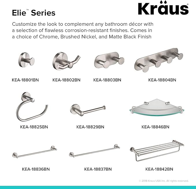 Kraus Elie Corner Bathroom Shelf, Brushed Nickel Finish, KEA-18846BN