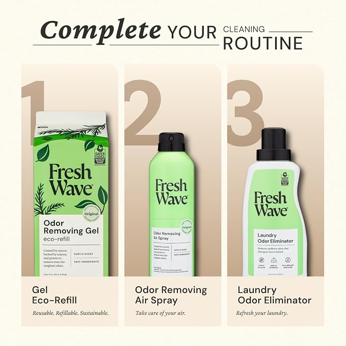 Fresh Wave Original Odor Eliminator Gel 15 oz - Air Freshener for Home | Lasts 30-60 days. Plant-based odor absorber. No perfumes or harsh chemicals. Bathroom & closet deoderizer. Refills available.