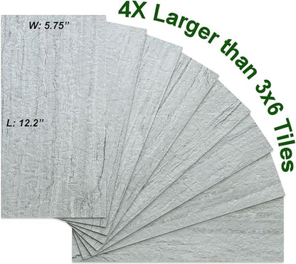 AULIGET 20-Piece Grey Shale Peel and Stick Backsplash Wall Tiles, 6" x 12" PVC Faux Stone Stick on Tiles for Backsplash Kitchen, Bathroom, Laundry Room, Camper, Fireplace
