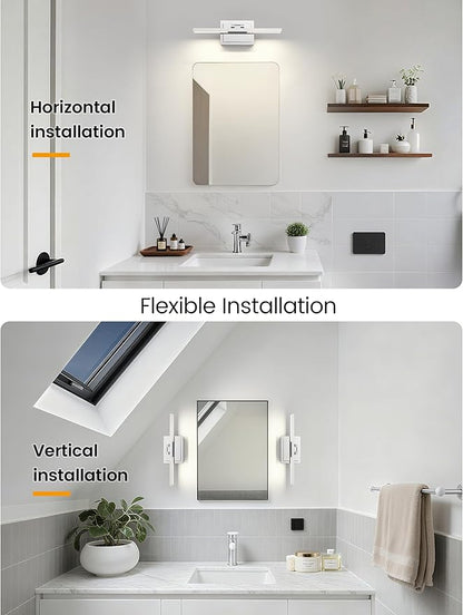 NIORSUN 15.7 Inch Modern Bathroom Light Fixture, 20W 5CCT Dimmable LED Chrome Bathroom Vanity Lights Over Mirror, Vanity Lights for Bathrooms Restroom Mirror- ETL Certified