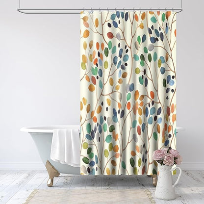 Amaredom Floral Shower Curtain for Bathroom, Colorful Leaves Curtain Bathroom Decoration, Shower Curtain Set with Curtain Hooks